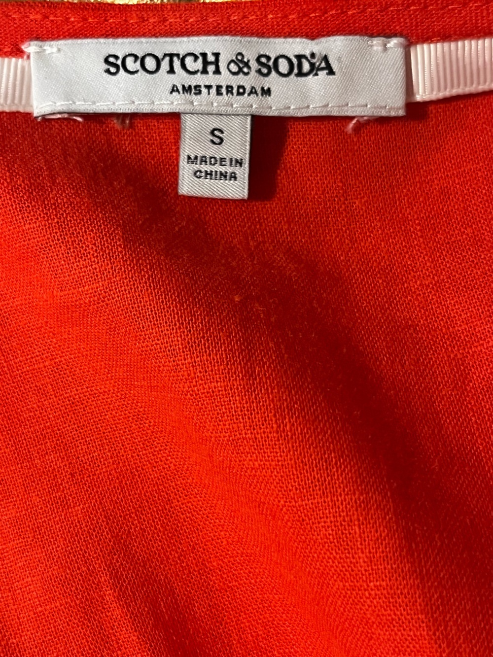 Scotch & Soda Pleated Dolman Sleeve Linen Blend Orange Midi Dress Small - Picture 13 of 14
